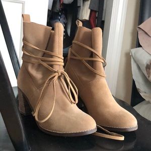Tom’s tan shade booties